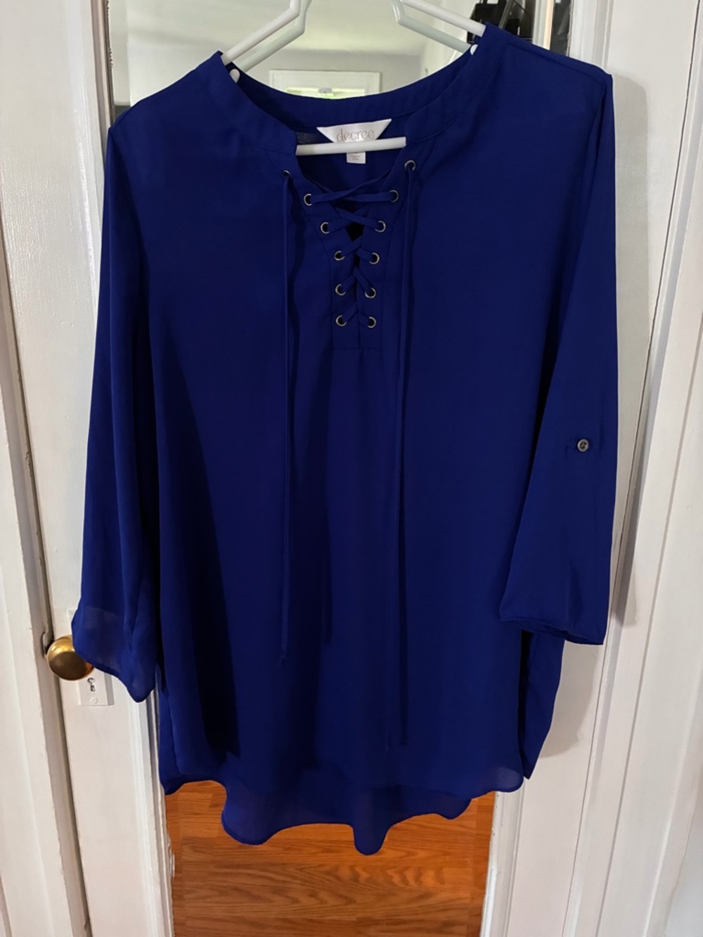 Decree Women's Cobalt Lace-Up Tunic